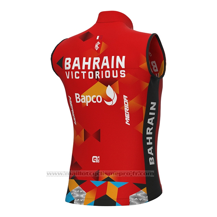 2022 Gilet Coupe-vent Bahrain Victorious Rouge Manches Courtes et Cuissard